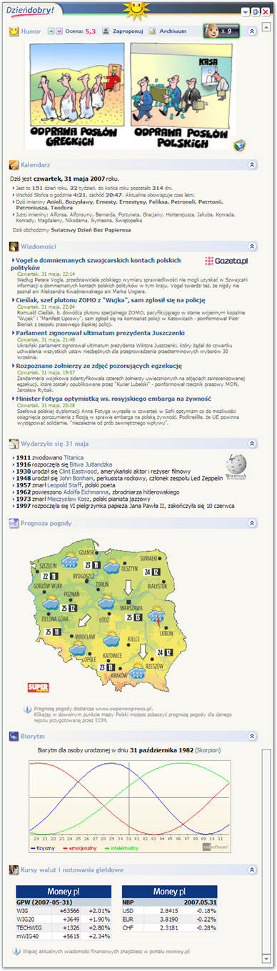 Zawartość okna programu Dzieńdobry!